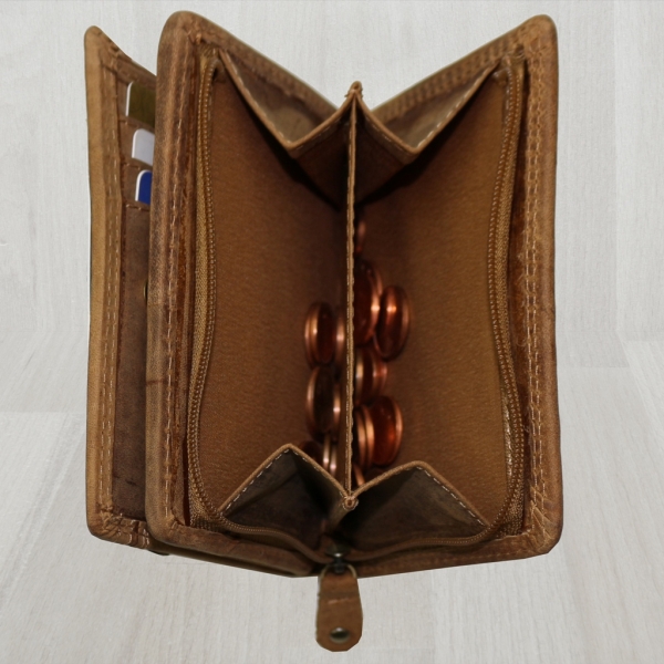 flevado Geldbörse Unisex Damen Herren Echt Leder RFID Schutz Hellbraun